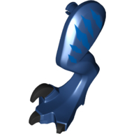 Lego Animal Body Part, Dinosaur, Raptor Leg, Left, with Pin, Black Claws, Blue Stripes