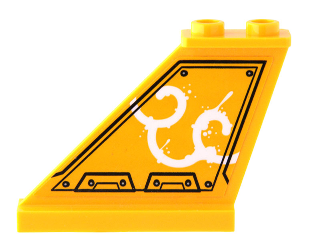 Lego Tail 4 x 1 x 3 with White Smoke Clouds, Black Panel Outline and Silver Rivets Pattern Model Left Side (Sticker) - Set 80022