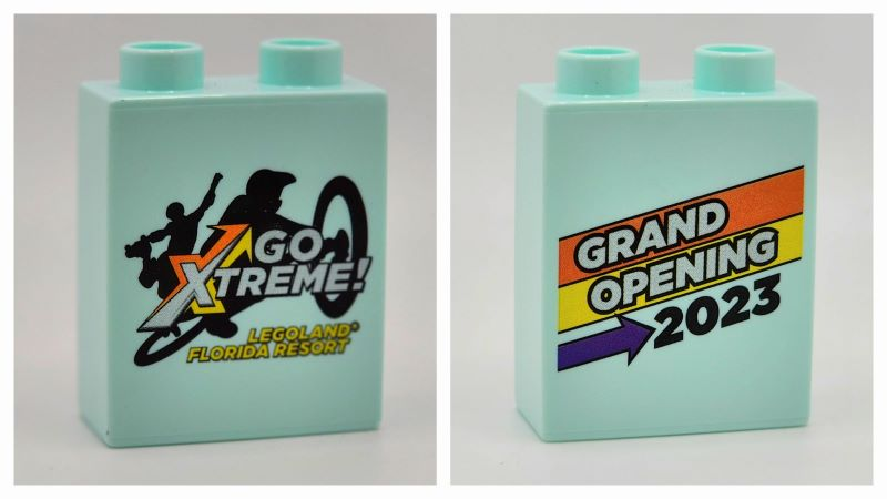 Lego Duplo, Brick 1 x 2 x 2 with Go Xtreme Grand Opening 2023 LEGOLAND Florida Resort Pattern