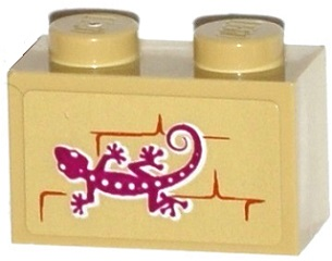 Lego Brick 1 x 2 with Lizard on Wall Pattern (Sticker) - Set 41074
