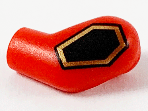 Lego Arm, Left with Black and Gold Hexagon Pattern / Red
