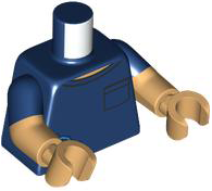 Lego Torso T-Shirt with Pocket and Dark Azure Kangaroo, Medium Tan Neck Pattern / Medium Tan Arms with Molded Dark Blue Short Sleeves / Medium Tan Hands