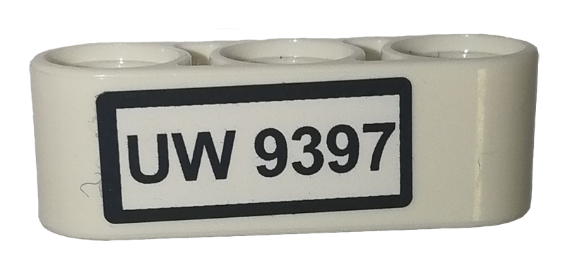 Lego Technic, Liftarm Thick 1 x 3 with 'UW 9397' Pattern (Sticker) - Set 9397