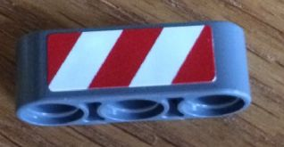Lego Technic, Liftarm Thick 1 x 3 with Red and White Danger Stripes Pattern Model Left Side (Sticker) - Set 8052