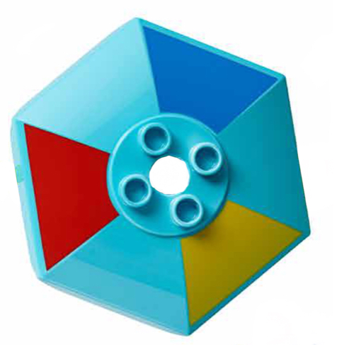 Lego Duplo Umbrella / Parasol Top with Axle Hole with Red, Blue and Yellow Triangles Print