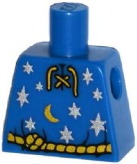 Lego Torso Lace-up Shirt with Moon and Stars and Gold Rope Belt Pattern / Blue