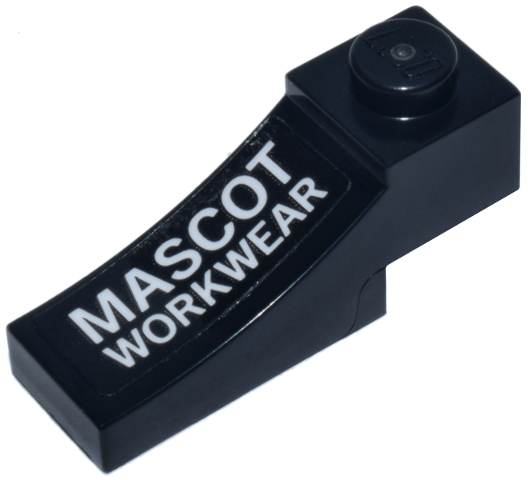 Lego Arch 1 x 3 Inverted with White 'MASCOT WORKWEAR' Logo Pattern Model Left Side (Sticker) - Set 77247