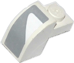 Lego Slope, Curved 2 x 1 x 1 1/3 with Recessed Stud with Light Bluish Gray Markings Pattern (Sticker) - Set 75912 / White