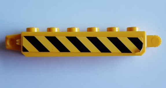 Lego Hinge Brick 1 x 6 Locking with Black and Yellow Danger Stripes Pattern Model Left Side (Sticker) - Set 60185 / Yellow