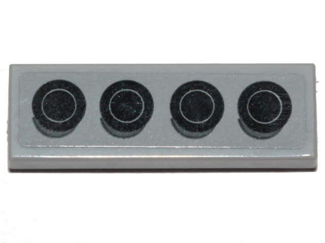 Lego Tile 1 x 3 with 4 Black Engine Cylinders Pattern (Sticker) - Set 40409 / Light Bluish Gray