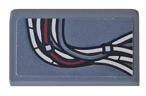 Lego Slope 30 1 x 2 x 2/3 with Wire Bundle Pattern Model Left Side (Sticker) - Set 76109 / Dark Bluish Gray