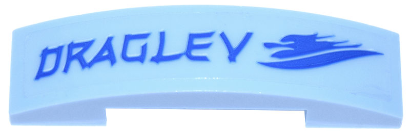 Lego Slope, Curved 4 x 1 x 2/3 Double with Blue 'DRAGLEV' and Symbol Pattern (Sticker) - Set 70657