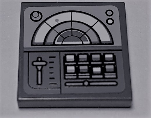 Lego Tile 2 x 2 with SW Radar, Buttons and Slider on Dark Bluish Gray Background Pattern (Sticker) - Set 75106