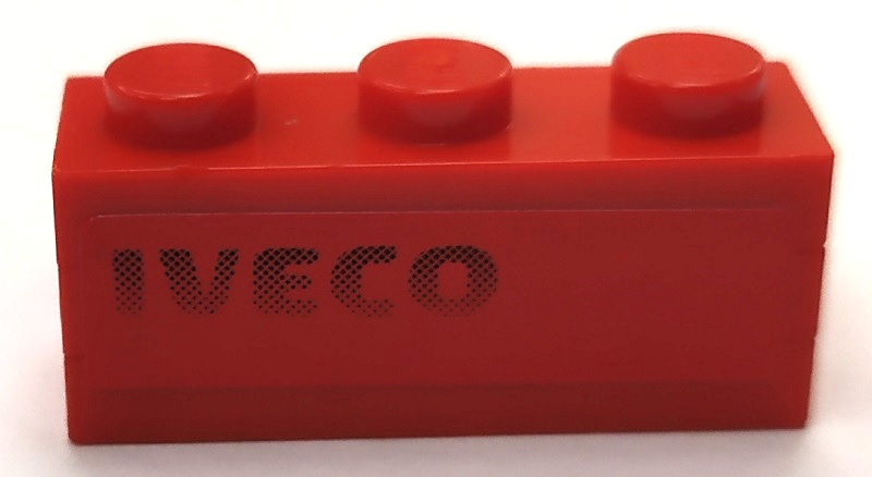 Lego Stickered Assembly 3 x 2 x 1 with 'IVECO' on Red Background Pattern Model Right Side (Sticker) - Sets 8153 / 8155