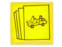 Lego Tile 2 x 2 with Car Brochures Pattern (Sticker) - Set 6390 / Yellow