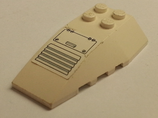 Lego Wedge 6 x 4 Triple Curved with Air Vent and Hatch Pattern (Sticker) - Set 2928 / White