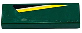 Lego Tile 1 x 3 with Black, Silver and Yellow Stripes Pattern Model Right Side (Sticker) - Set 76907 / Dark Green