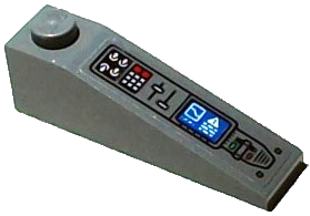 Lego Slope 18 4 x 1 with Control Panel with Buttons, Lights, Switches, Lever and Blue Screen Pattern Model Left Side (Sticker) - Set 76265