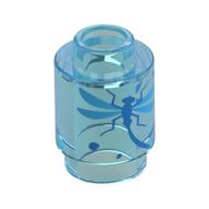 Lego Brick Round 1 x 1 with Dragon Fly Print / Trans-Light Blue