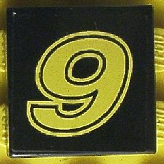 Lego Tile 2 x 2 with Yellow Number 9 Pattern (Sticker) - Set 8440