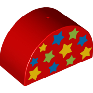 Lego Duplo Brick 2 x 4 x 2 Curved Top with 11 Stars Print