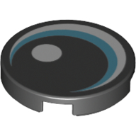Lego Tile Round 2 x 2 with Blue Eye Print / Black