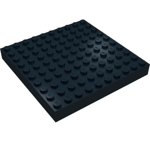 Lego Brick 10 x 10 without Bottom Tubes, without Cross Supports / Black
