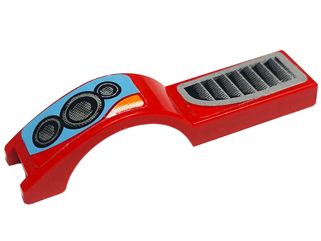 Lego Vehicle, Mudguard 1 x 4 1/2 with Triple Headlights and Vent Grille Pattern Model Left Side (Stickers) - Set 8656