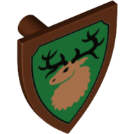 Lego Shield Triangular with Forestmen Deer Head, Black Border Print