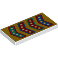 Lego Tile 2 x 4 with Red, Blue, and Dark Turquoise Arrows on Yellow Background Print