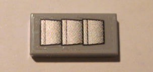 Lego Tile 1 x 2 with Silver Air Intake Pattern (Sticker) - Set 10133 / Light Bluish Gray