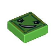 Lego Tile 1 x 1 with Kryptomites Diamond-shaped Face Print / Bright Green