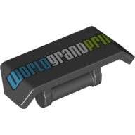 Lego Spoiler 2 x 4 with Handle and 'WORLD GRAND PRIX' Print / Black