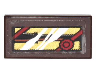 Lego Tile 1 x 2 with Box with Dark Brown Wand on Gold Background with Dark Red Bow and Reflection Pattern (Sticker) - Set 10217