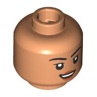 Lego Minifig Head Black Eyebrows, Nougat Lips, Open Mouth Smile/Raised Eyebrow