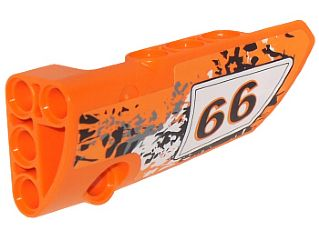 Lego Technic, Panel Fairing # 4 Small Smooth Long, Side B with '66' on White, Black and Gray Paint Splotches Pattern (Sticker) - Set 9392