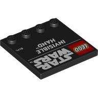Lego Plate Special 4 x 4, Studs on One Edge with 'LEGO STAR WARS INVISIBLE HAND' Print / Black