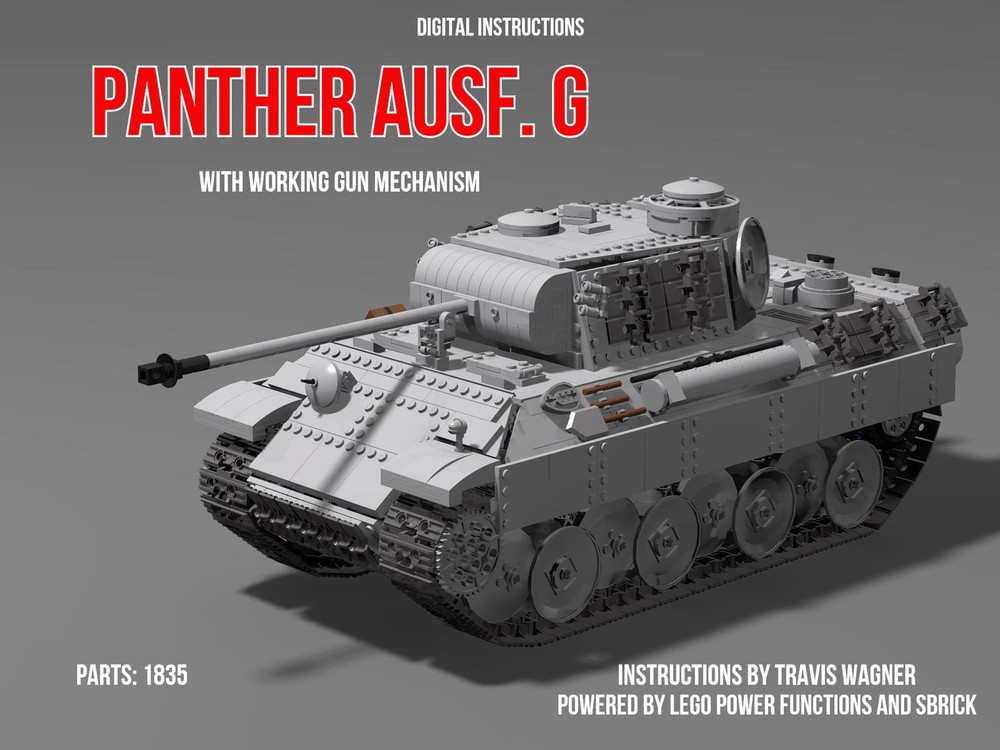 Lego 1/16 scale RC Panther tank with working gun mechanism
