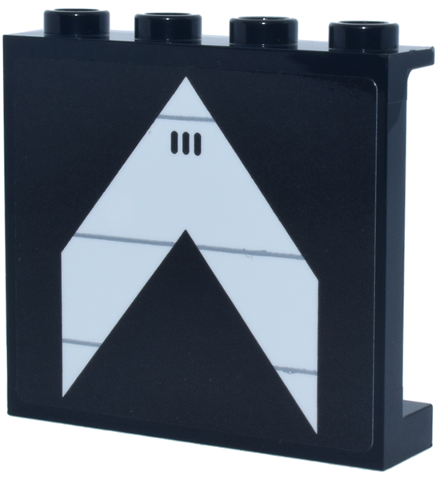 Lego Panel 1 x 4 x 3 with Side Supports - Hollow Studs with White Chevron, Dark Bluish Gray Lines Pattern (Sticker) - Set 75419