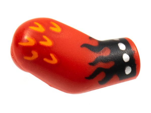 Lego Arm, Right with Orange Scales and Black Flames Pattern / Red