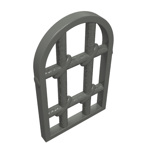 Lego Window 1 x 2 x 2 & 2/3 Pane Twisted Bar with Rounded Top / Dark Bluish Gray
