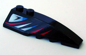Lego Wedge 6 x 2 Right with Sleek Red and Bluish Silver Pattern (Sticker) - Set 8669