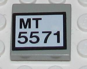 Lego Tile 2 x 2 with 'MT 5571' Pattern (Sticker) - Set 5571