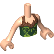 Lego Minidoll Torso Girl with Dark Green Halter Top, Copper Straps, Lime Print, Light Nougat Arms and Hands / Light Nougat