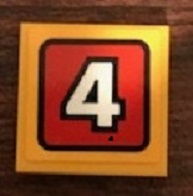 Lego Tile 2 x 2 with White Number 4 on Red Background Pattern (Sticker) - Set 21311