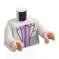 Lego Torso, Lab Coat, Lavender Shirt Print, White Arms, Light Nougat Hands / White