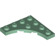 Lego Plate Special 4 x 4 with 3 x 3 Quarter Round Cutout / Sand Green
