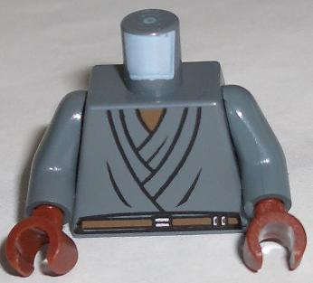Lego Torso SW Layered Shirt, Brown Belt Pattern (Mace Windu) / Dark Bluish Gray Arms / Reddish Brown Hands
