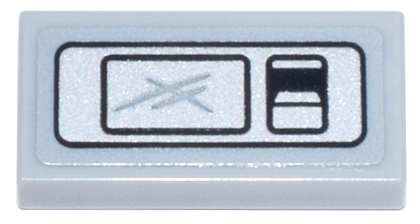 Lego Tile 1 x 2 with Silver Panel with Black Outlined Digital Screen and Coin Slot Pattern (Sticker) - Set 21347