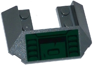 Lego Wedge 6 x 4 Cutout (Train Roof) with 5 Large Bottom Tubes with Air Intakes and Recess on Dark Green Background Pattern (Sticker) - Set 70735